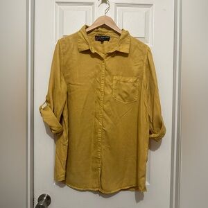 Peck & Peck Women’s Button Down Mustard 3/4 Sleeve Size XL